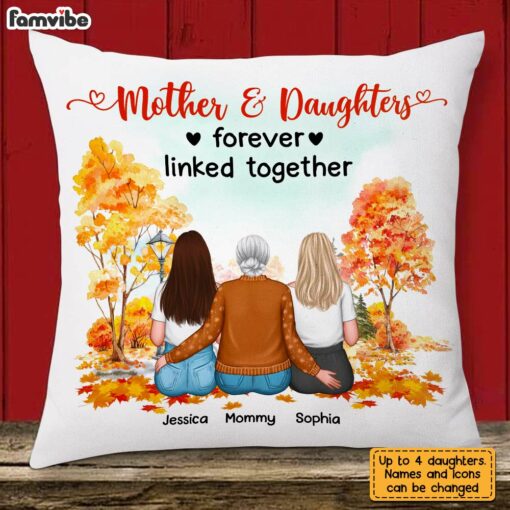 Personalized Fall Mom Daughter Linked Together Pillow