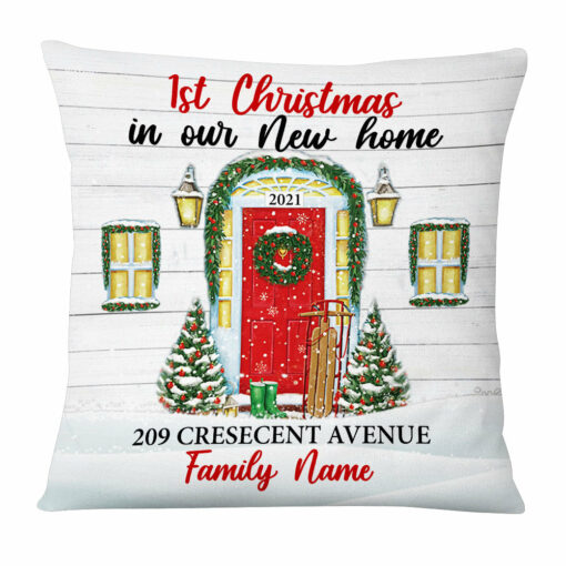 Personalized Family Couple First Christmas New Home Pillow