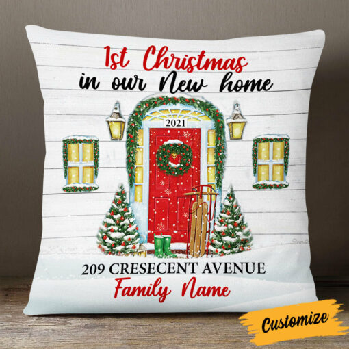 Personalized Family Couple First Christmas New Home Pillow