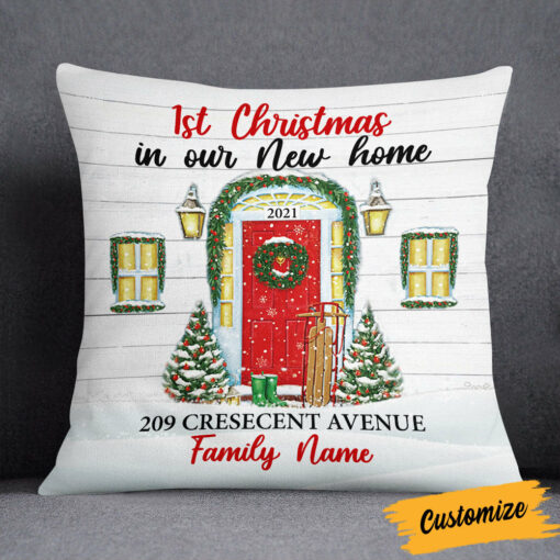 Personalized Family Couple First Christmas New Home Pillow