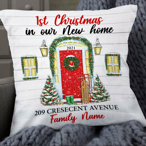 Personalized Family Couple First Christmas New Home Pillow