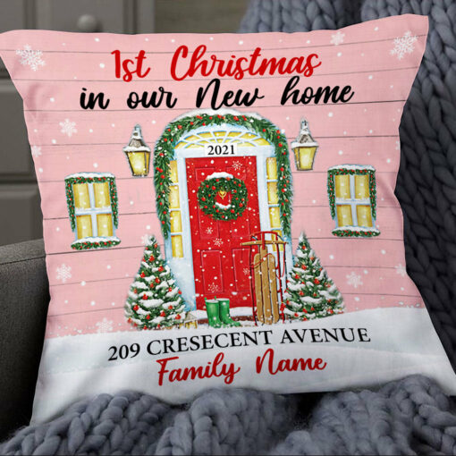 Personalized Family Couple First Christmas New Home Pillow