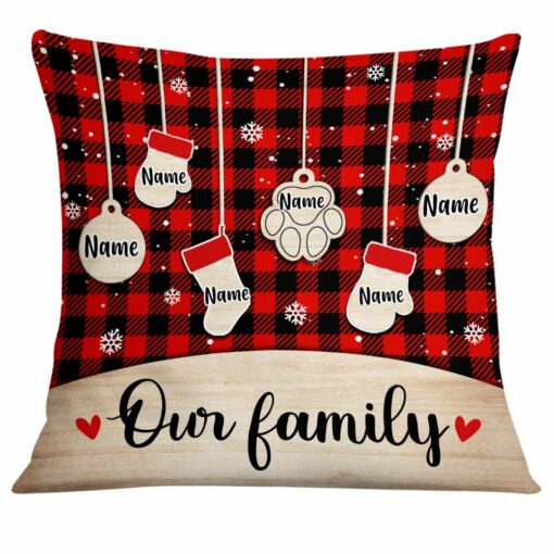 Personalized Family Dog Cat Christmas Pillow