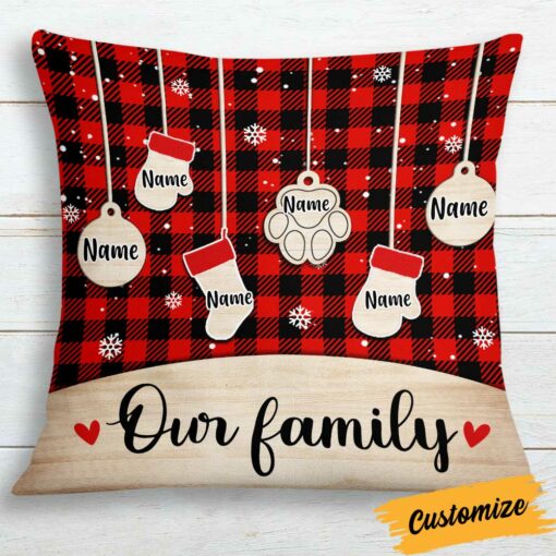 Personalized Family Dog Cat Christmas Pillow