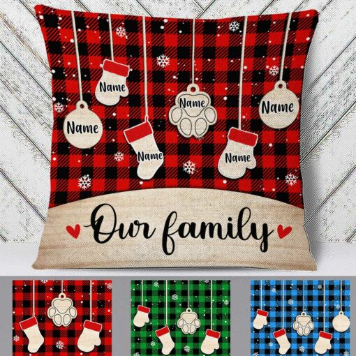 Personalized Family Dog Cat Christmas Pillow