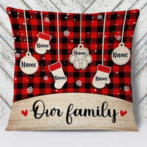 Personalized Family Dog Cat Christmas Pillow