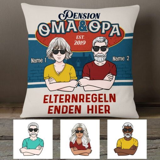 Personalized Family Grandma Grandpa German Oma Opa Pillow