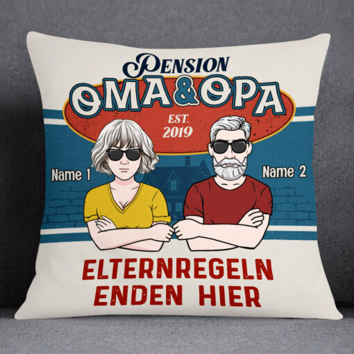 Personalized Family Grandma Grandpa German Oma Opa Pillow