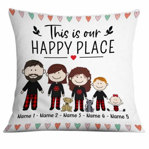 Personalized Family Happy Place Pillow