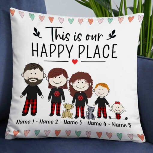 Personalized Family Happy Place Pillow