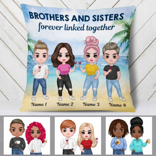 Personalized Family Icon Brother Sister Pillow