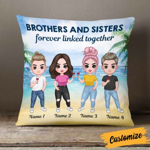 Personalized Family Icon Brother Sister Pillow