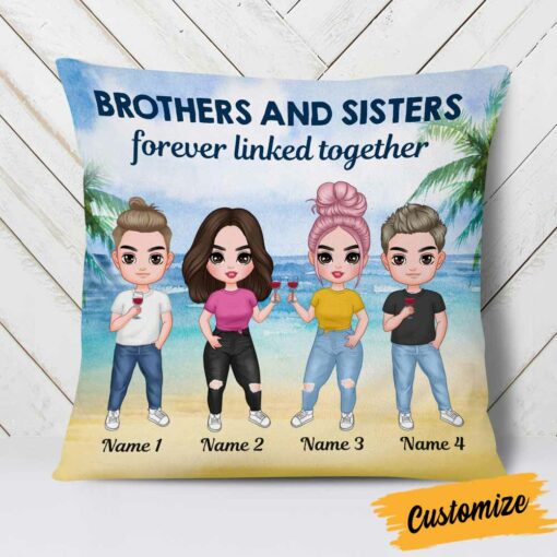 Personalized Family Icon Brother Sister Pillow