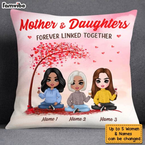 Personalized Family Icon Mother Daughter Forever Linked Together Pillow