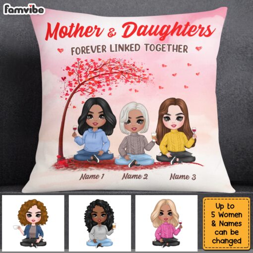 Personalized Family Icon Mother Daughter Forever Linked Together Pillow