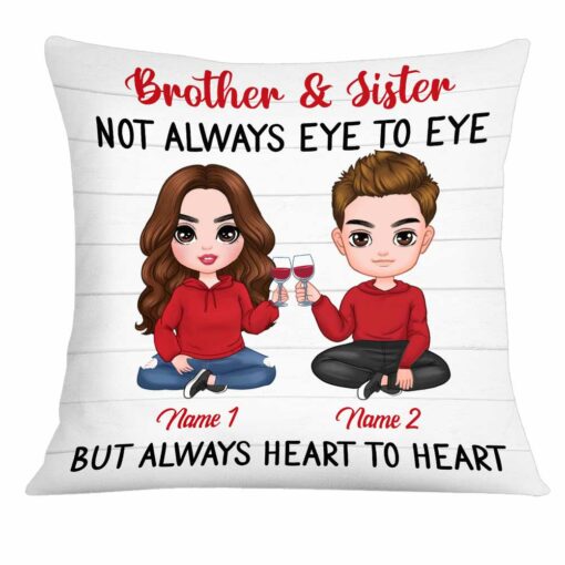 Personalized Family Icon Sister Brother Pillow