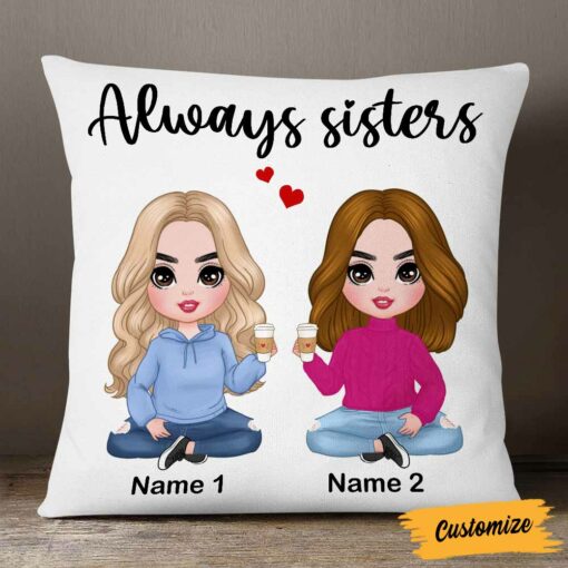 Personalized Family Icon Sisters Pillow