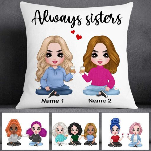 Personalized Family Icon Sisters Pillow