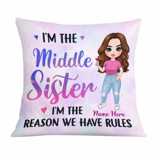 Personalized Family Icon Sisters Rules Pillow