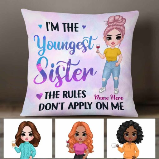 Personalized Family Icon Sisters Rules Pillow