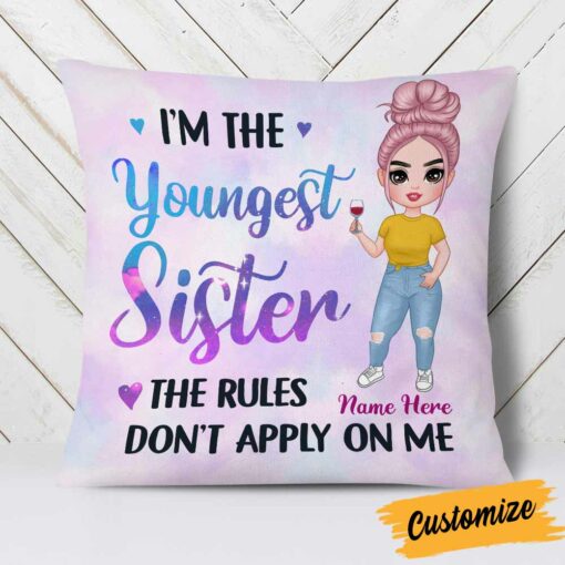 Personalized Family Icon Sisters Rules Pillow