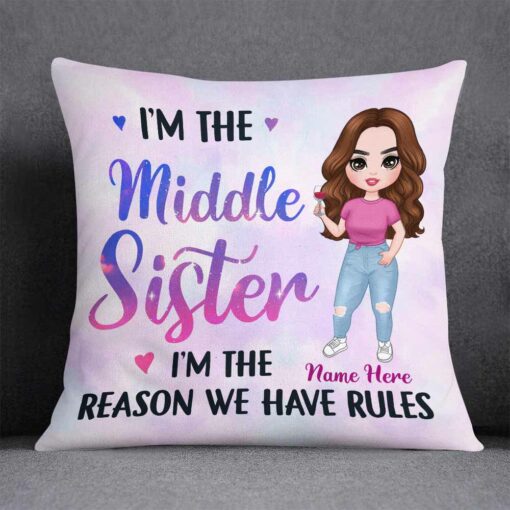 Personalized Family Icon Sisters Rules Pillow