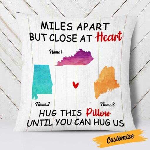 Personalized Family Long Distance Close At Heart Pillow