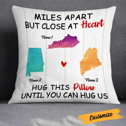 Personalized Family Long Distance Close At Heart Pillow