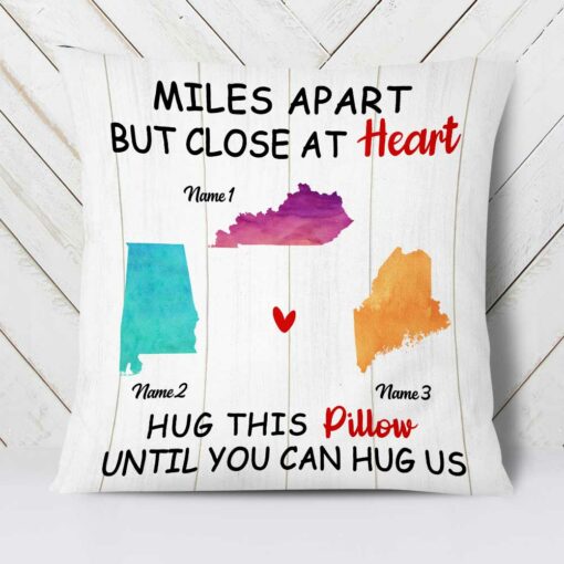 Personalized Family Long Distance Close At Heart Pillow