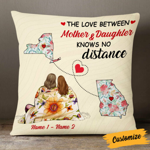 Personalized Family Long Distance Mom Grandma Pillow