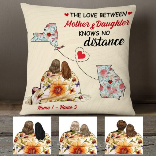 Personalized Family Long Distance Mom Grandma Pillow