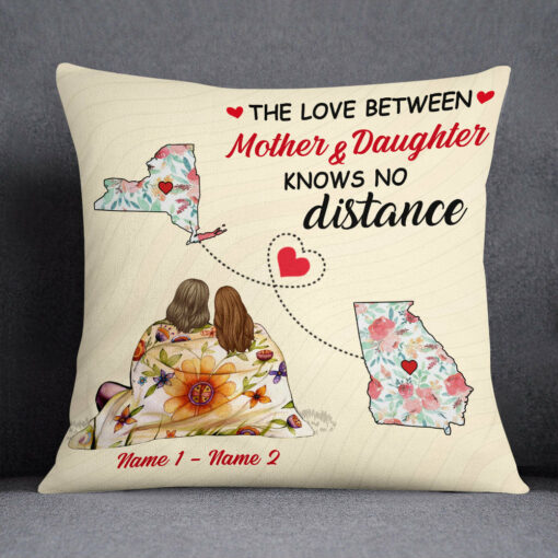 Personalized Family Long Distance Mom Grandma Pillow