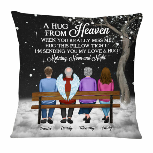 Personalized Family Sending Hugs From Heaven Pillow