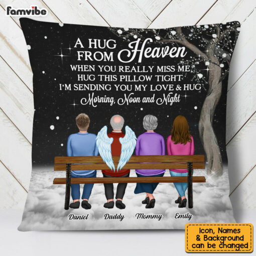 Personalized Family Sending Hugs From Heaven Pillow