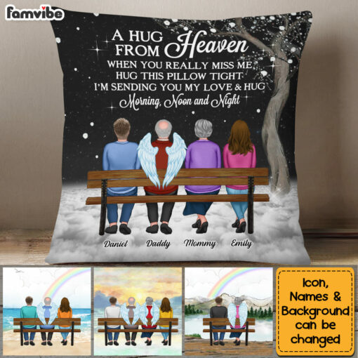 Personalized Family Sending Hugs From Heaven Pillow