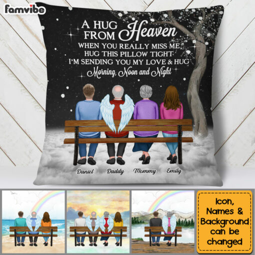 Personalized Family Sending Hugs From Heaven Pillow