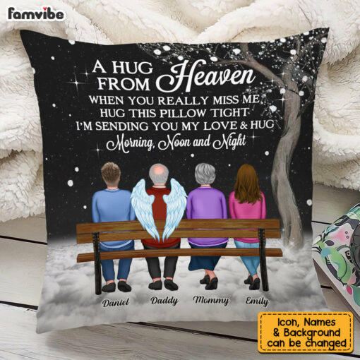 Personalized Family Sending Hugs From Heaven Pillow