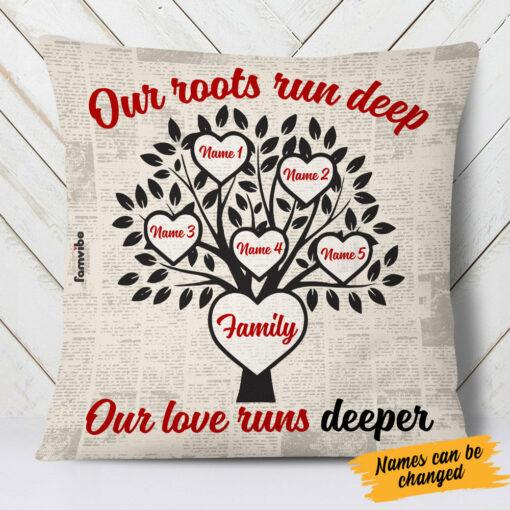 Personalized Family Tree Grandma Grandpa Pillow