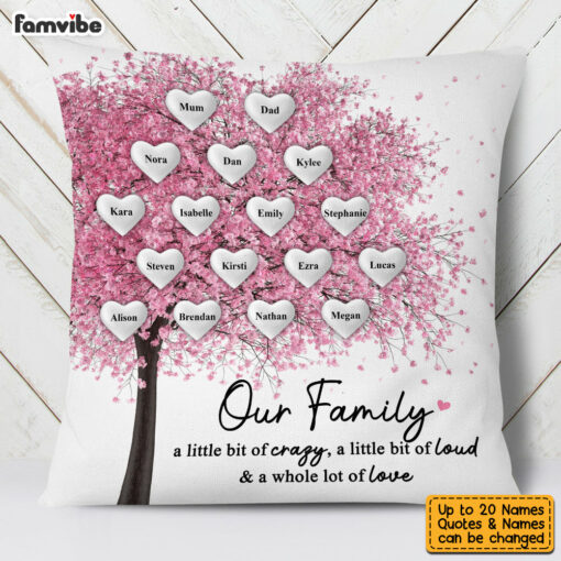 Personalized Family Tree Pink Pillow