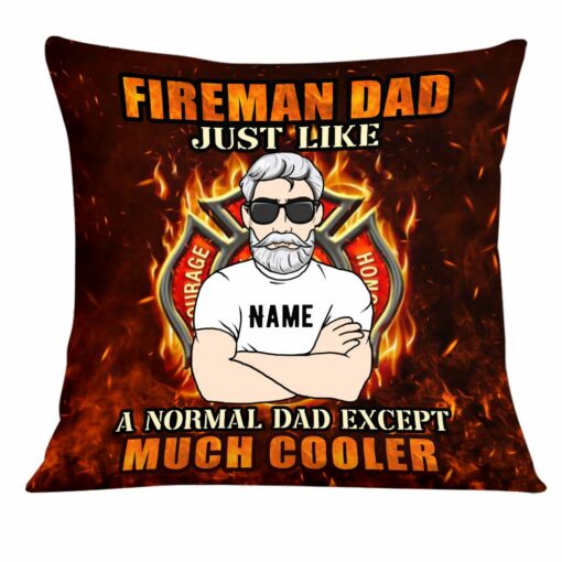 Personalized Firefighter Dad Grandpa Pillow