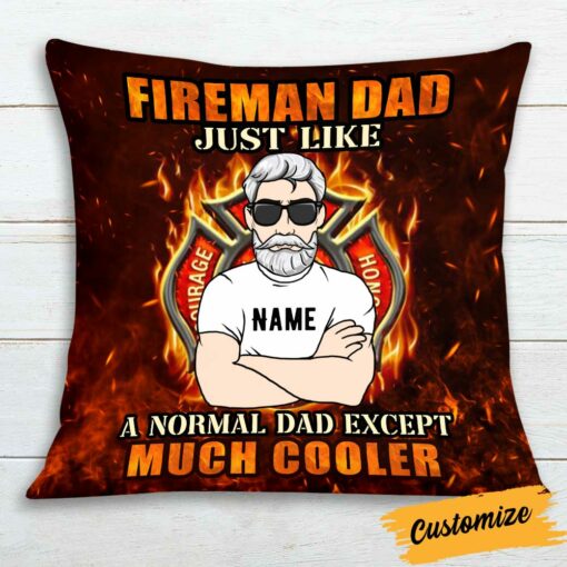 Personalized Firefighter Dad Grandpa Pillow