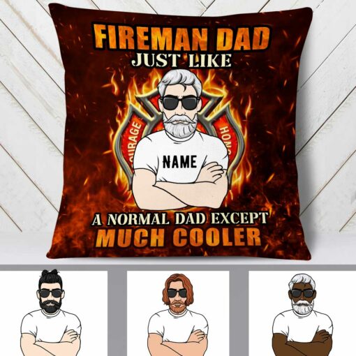 Personalized Firefighter Dad Grandpa Pillow