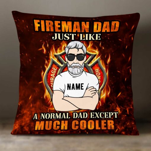 Personalized Firefighter Dad Grandpa Pillow