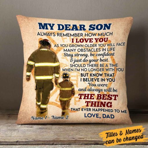 Personalized Firefighter Dad Grandpa To Son Grandson Pillow