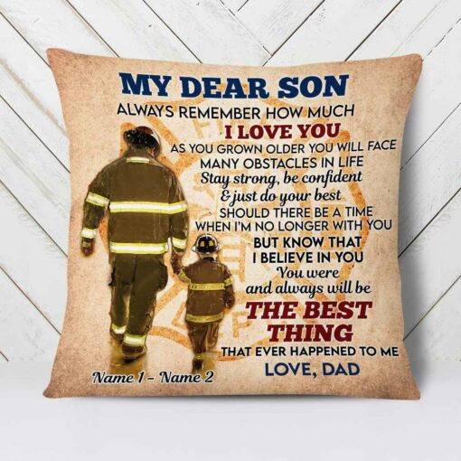 Personalized Firefighter Dad Grandpa To Son Grandson Pillow