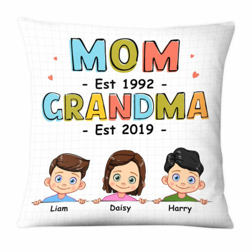 Personalized First Mom Now Grandma Pillow