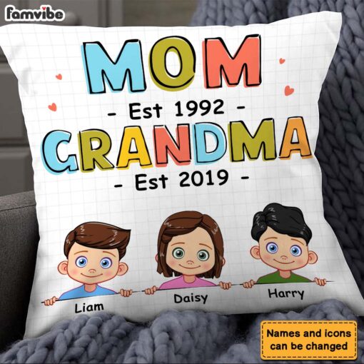 Personalized First Mom Now Grandma Pillow