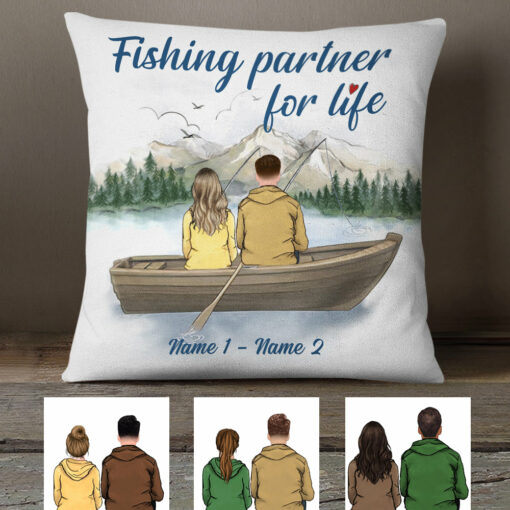 Personalized Fishing Partner For Life Couple Pillow