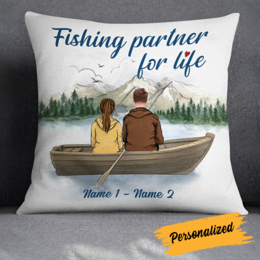 Personalized Fishing Partner For Life Couple Pillow