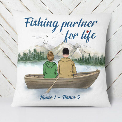 Personalized Fishing Partner For Life Couple Pillow